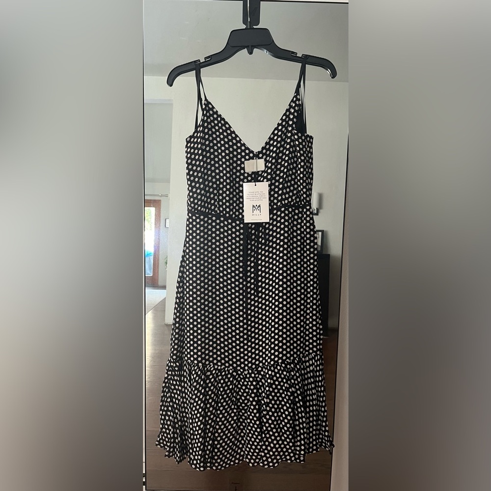 MILLY BLACK AND WHITE POLKA DOT DRESS.  Size 6
